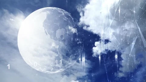 Sky with clouds and earth cyberspace Stock Footage 146750648