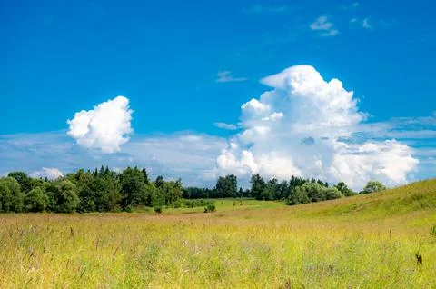 Sky with clouds and  field background panorama Foto stock