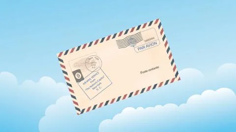 Sky with clouds and a mail envelope. Stock Illustration