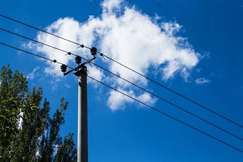 Sky with clouds and power lines Stock Photos