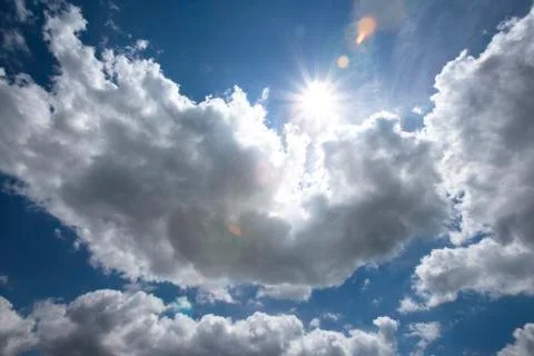 Sky with clouds and ray of light 스톡 사진