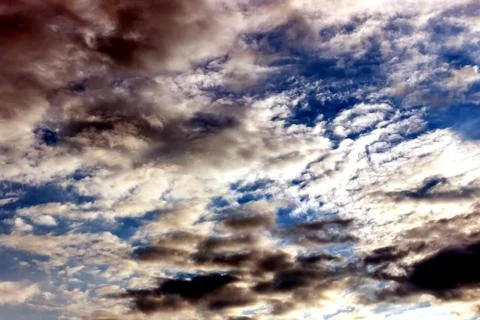 Sky with clouds and sun, cloudy sky.... Stock Photos