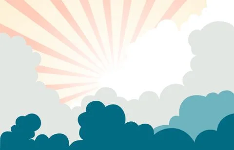Sky with clouds and sun rays. Stock Illustration