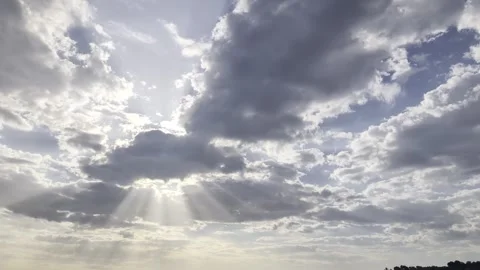 Sky, clouds, and sunbeams Stock Footage 345064866