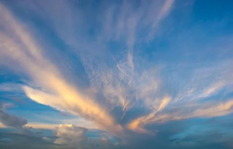 Sky with clouds and sunset Stock Photos
