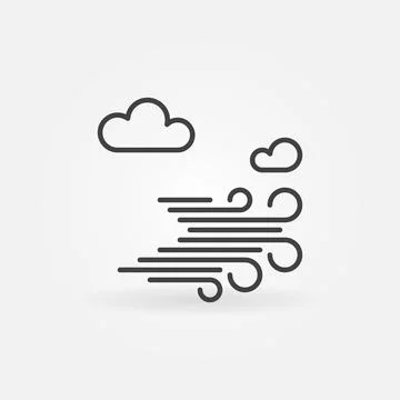 Sky with Clouds and Wind vector thin line concept icon Stock Illustration