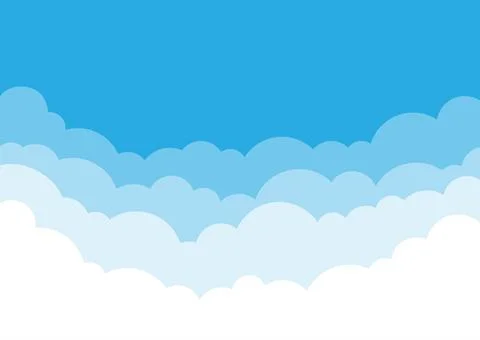 Sky clouds background cartoon paper style Stock Illustration