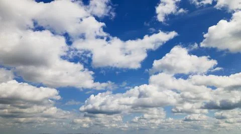 Sky clouds background. Cumulus clouds in blue sky. white whispy clouds and bl Stock Photos