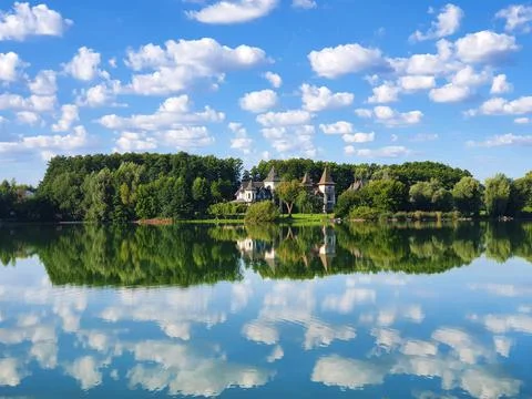 Sky with clouds. beautiful landscape with clouds and lake Stock Photos