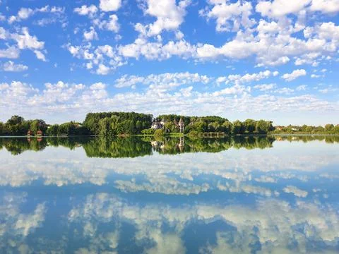 Sky with clouds. beautiful landscape with clouds and lake Stock Photos