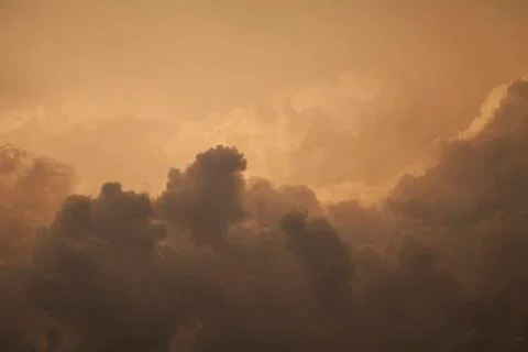 The sky, clouds, clouds, sunset, the city Stock Photos