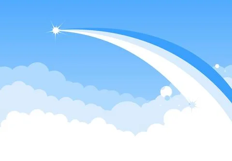 Sky with Clouds, Contrail, and Light Reflection Illustrazione stock