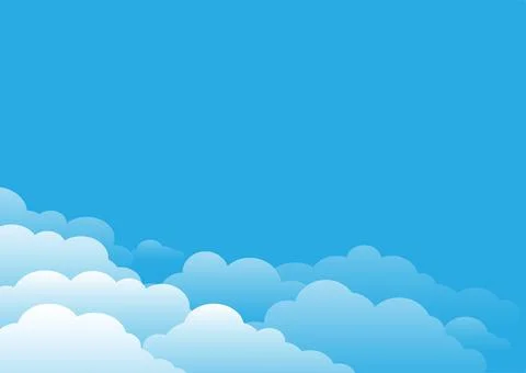 Sky clouds in corner background cartoon style Stock Illustration