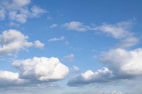 Sky. The clouds. Cumulus clouds in a blue sky. Landscape - nature. Airspace Stock Photos