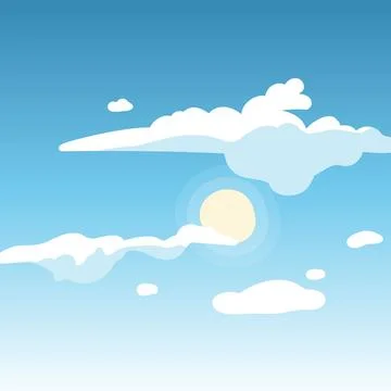 Sky clouds dayt background. Isolated vector image. Illustrazione stock