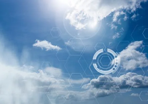 Sky clouds with graphics of interfaces 写真素材