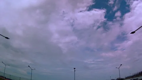 Sky, clouds, lampposts, time lapse. Stock Footage 340988282