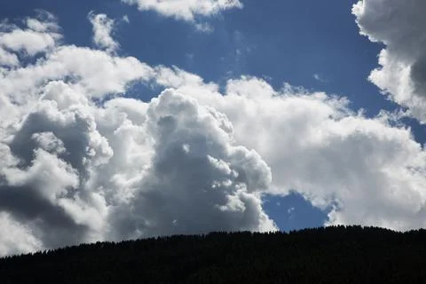 Sky with clouds mountain view horizontal background Stock Photos