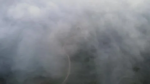 Sky clouds mountains, morning mist by drone Stock Footage 304498508