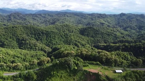 Sky clouds mountains, morning mist by drone Stock Footage 304498899