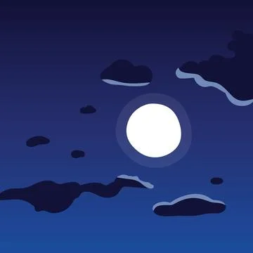 Sky clouds night background. Isolated vector image. Stock Illustration