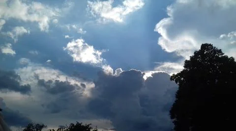 The sky, clouds over the linden tree Stock Photos