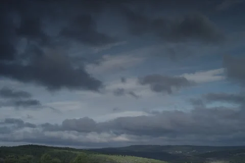 Sky Clouds Pan Landscape In Cuenca, Spain Stock Footage 232034469