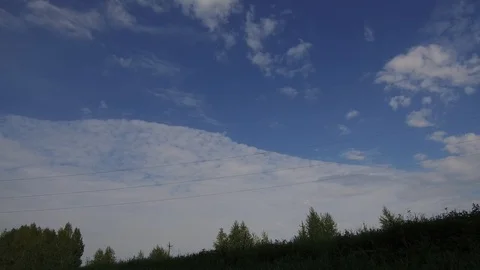 Sky with clouds panorama with a passing car Video stock 113969998