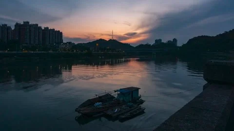 Sky clouds passing on river Stock Footage 314908237