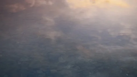Sky with clouds reflected in the water surface. Stock Footage 150991670