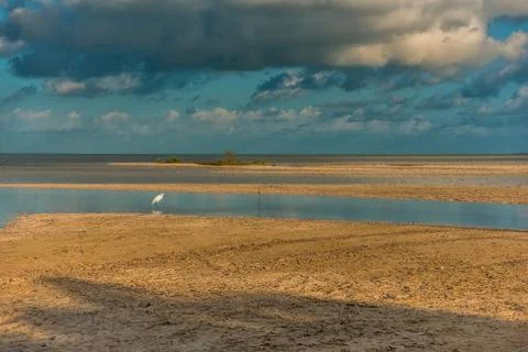 The sky with clouds reflected in the waters of the estuary. Stock Photos
