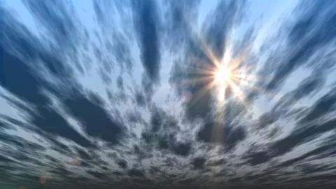 Sky clouds sun ray, 3d render Stock Illustration
