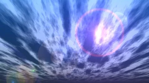 Sky clouds sun ray, 3d render Stock Illustration