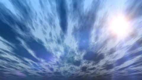 Sky clouds sun ray, 3d render Stock Illustration