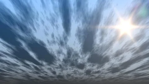 Sky clouds sun ray, 3d render Illustrazione stock