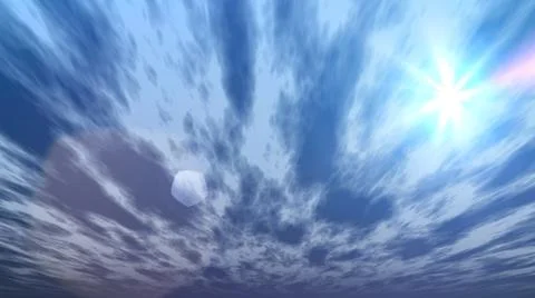 Sky clouds sun ray, 3d render Stock Illustration