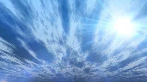 Sky clouds sun ray, 3d render 스톡 일러스트