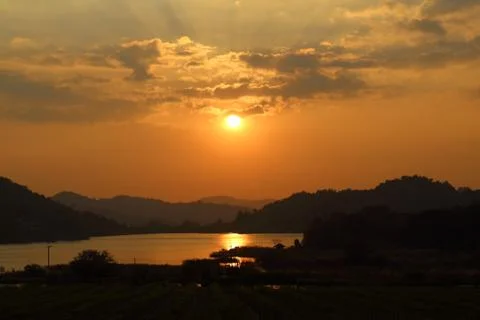 Sky with clouds at sunset Foto stock