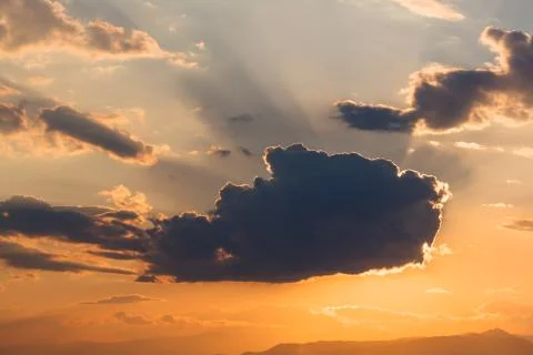 Sky with clouds at sunset Stock Photos