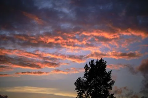 Sky with clouds at sunset. Stock Photos