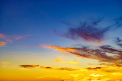 Sky with clouds at sunset Stock Photos
