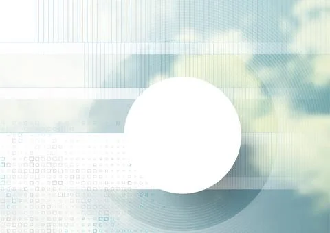 Sky clouds tech background with geometric stripes, lines and circle Stock-Illustration