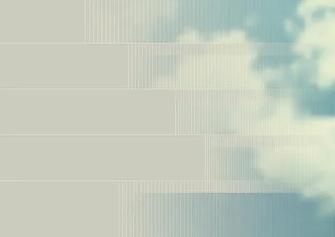 Sky clouds tech background with grey geometric stripes and white lines Illustrazione stock
