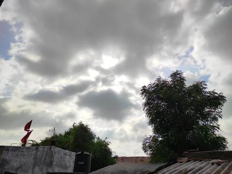 Sky Clouds Weather Background With Tree Stock Photos