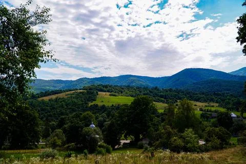 Sky in clouds, white clouds, blue sky noon sky, clouds over the mountains Stock Photos