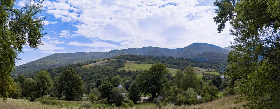 Sky in clouds, white clouds, blue sky noon sky, clouds over the mountains Stock Photos