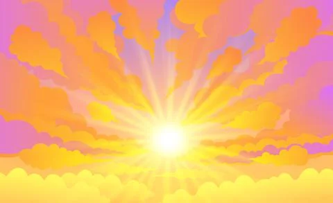 Sky, cloudy days and the sun shining in the evening. Sky Twilight Background  Illustrazione stock