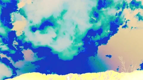 Sky colourful Time-lapse valley Cartoon Landscape artificial background with  Stock Footage 157295527