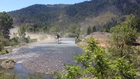 Sky Crane Dipping in River Video stock 144069856