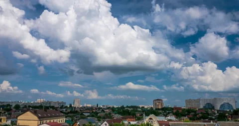 The sky with cumulus clouds flying on a sunny day Stock Footage 111425114